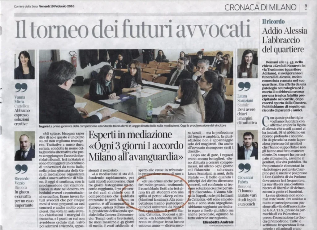 “Il torneo dei futuri avvocati” – Corriere della Sera, 19 febbraio 2016