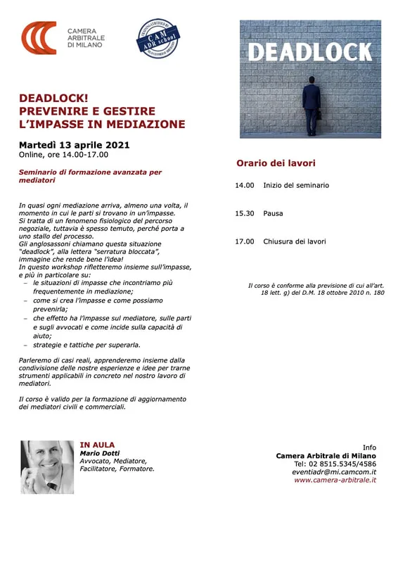 Deadlock! Come superare l’impasse in mediazione